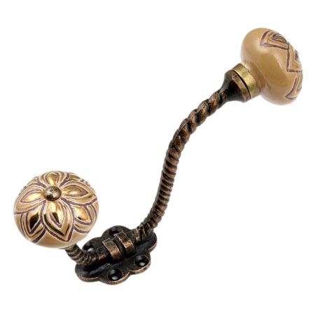 Golden Flower Ceramic Antique Rope Iron Hook